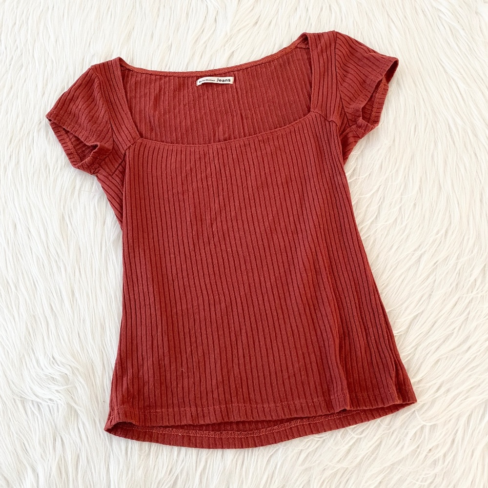 Reformation Jeans Orange Knit Top